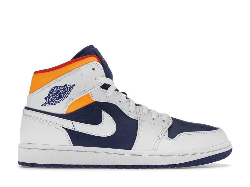 Jordan 1 Mid Royal Blue Laser Orange Sneakers – 554724-131
