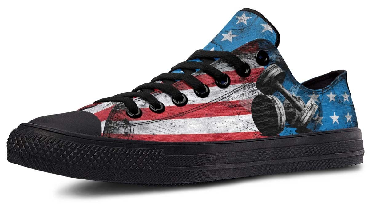 Grunged Pattern Dumbbell Black Lowtop Sneaker
