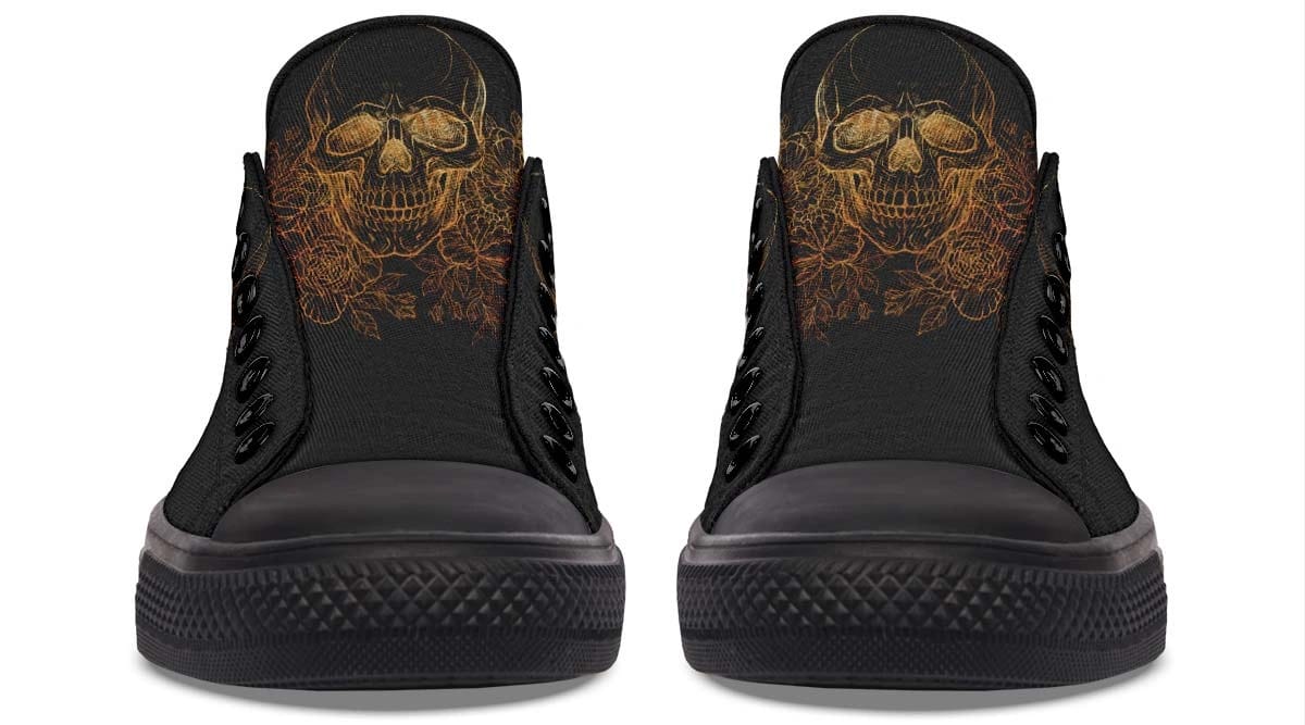 Gold Foil Skull Pattern Black Lowtop Sneaker