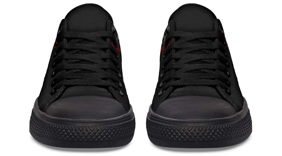 Butterfly Rose And Skull Black Lowtop Sneaker