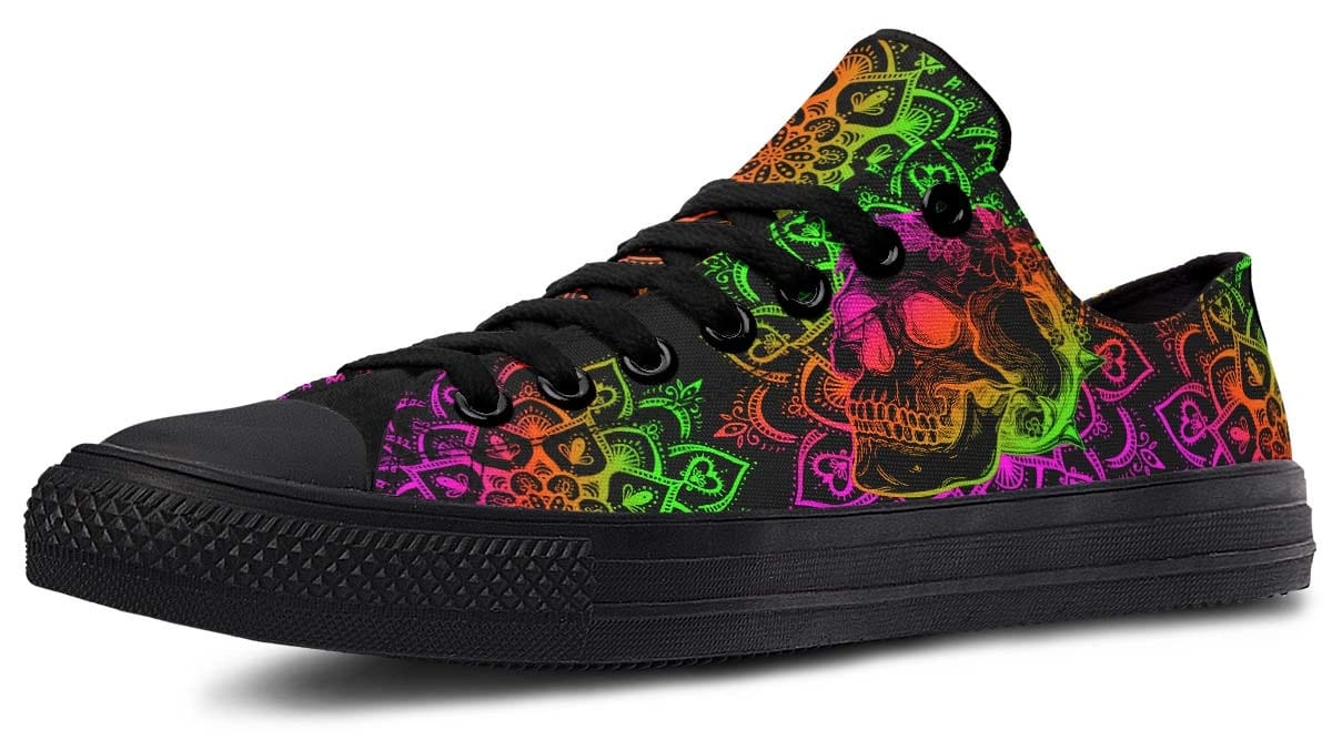 Mandala Skull Rainbow Color Pattern Lowtop Sneaker