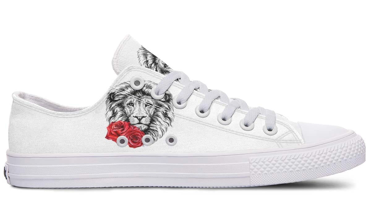 Lion With Rose White Lowtop Sneaker