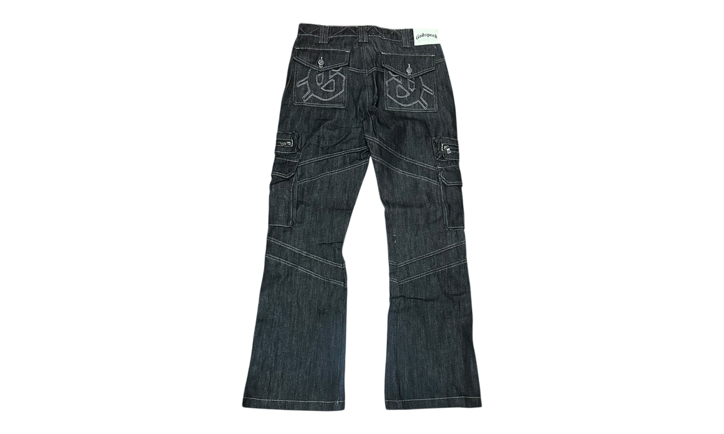 Godspeed Rockstar Flare Raw Black Cargo Pants