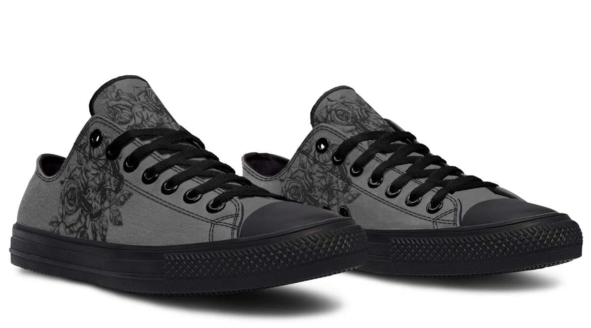 Moth and Rose Black Lowtop Sneaker