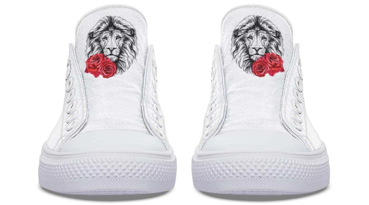 Lion With Rose White Lowtop Sneaker