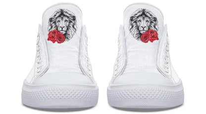 Lion With Rose White Lowtop Sneaker